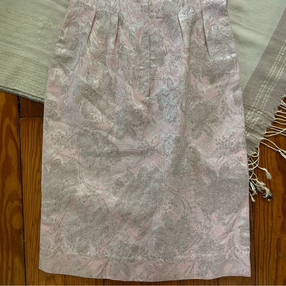 Vintage 1950s-1960s Metallic Floral Sleeveless Cocktail Dress - Picture 10 of 12